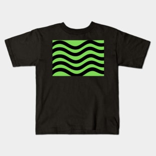 Light Green and Black Wavy Lines Kids T-Shirt